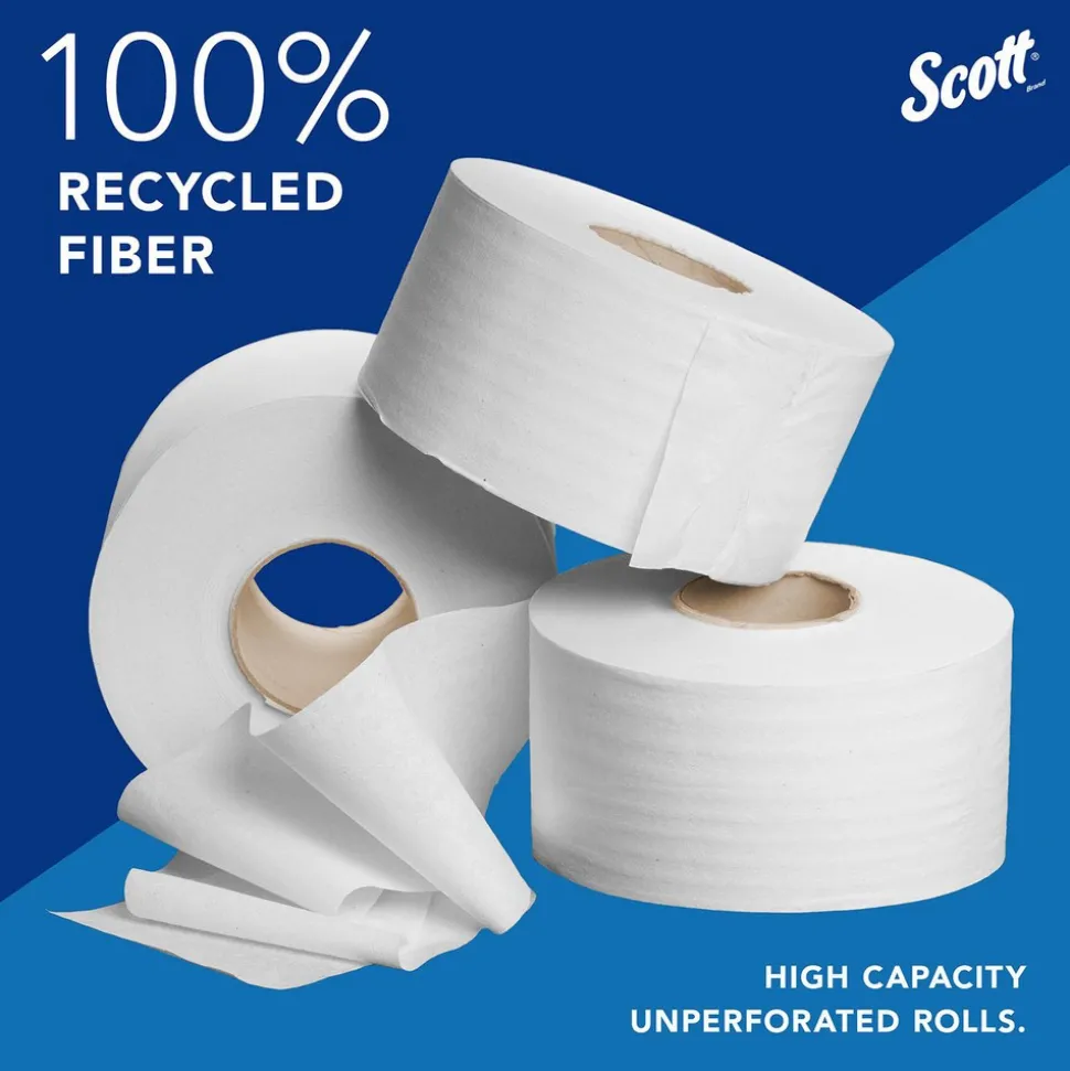 Scott Essential Jumbo Roll (JR) Commercial Toilet Paper (67805), 100% Recycled Fiber, 2-ply, White