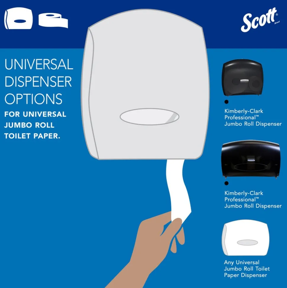 Scott Essential Jumbo Roll (JR) Commercial Toilet Paper (67805), 100% Recycled Fiber, 2-ply, White