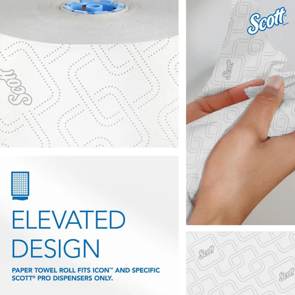Scott Pro Hard Roll Paper Towels (25702), For Use With Scott Pro Dispenser (Blue Core Only), Absorbency Pockets, White