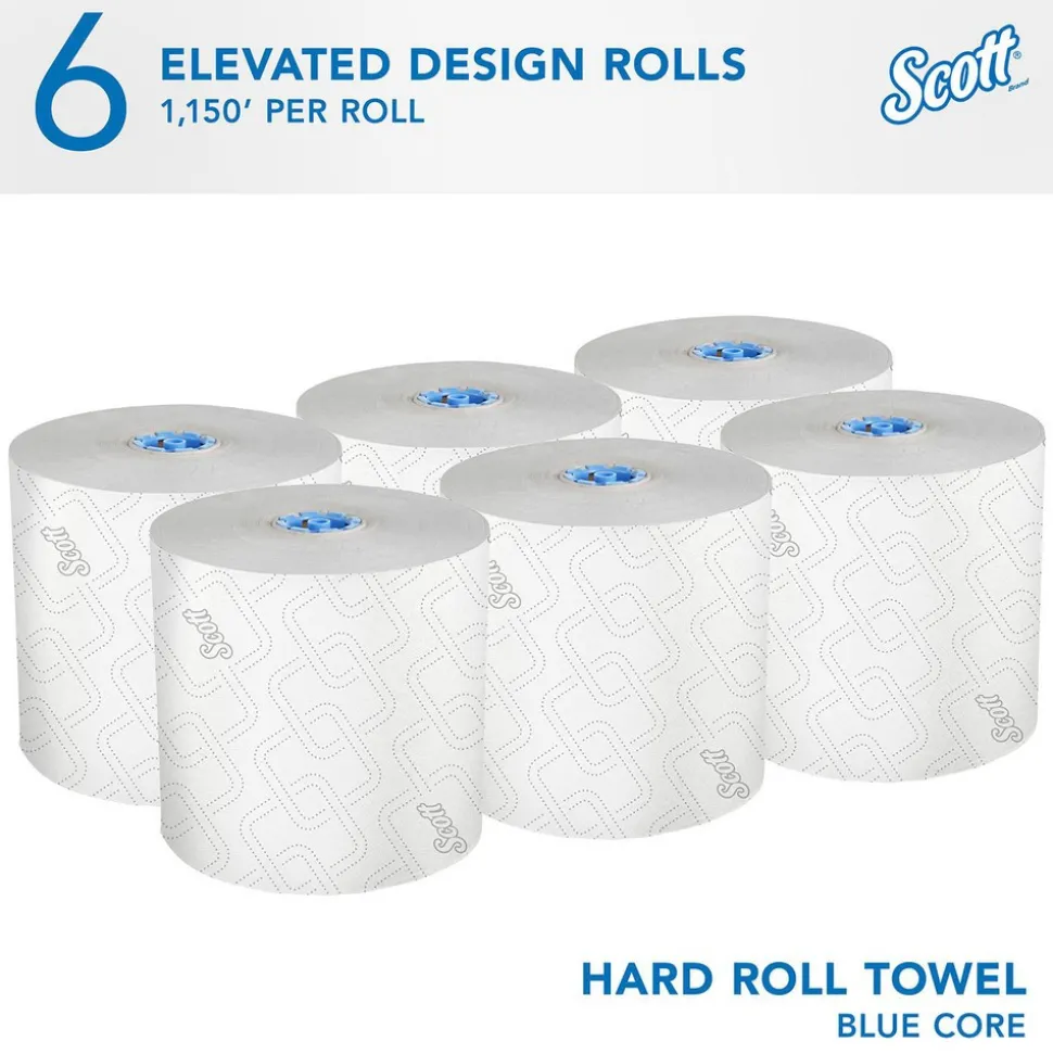 Scott Pro Hard Roll Paper Towels (25702), For Use With Scott Pro Dispenser (Blue Core Only), Absorbency Pockets, White