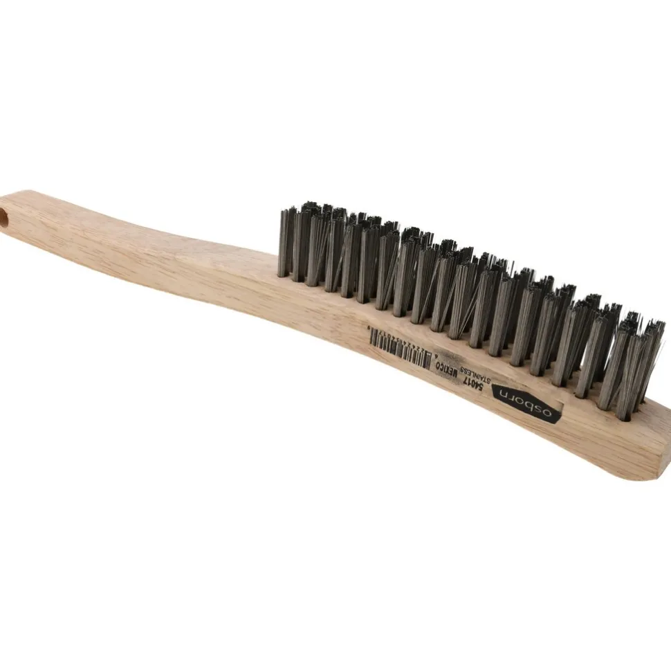 Scratch Brush: 3 Row, 19 Column, Stainless Steel