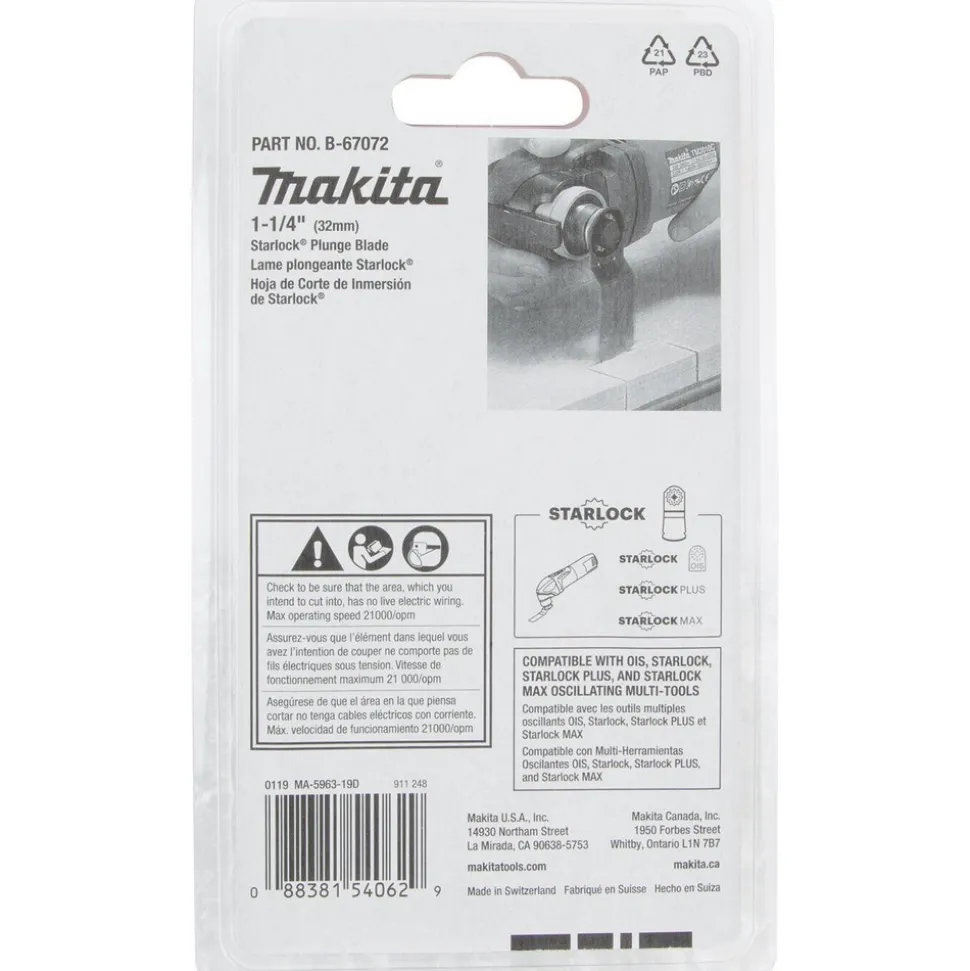 Scroll Saw Blades: For Use With: Wood, Plywood, OSB; Description: Starlock Oscillating Multi‑Tool 1‑1/4" Bi‑Metal Curved Plunge Cut Blade with Japanese Tooth Design; Color: Black; Turntable Diameter: 1