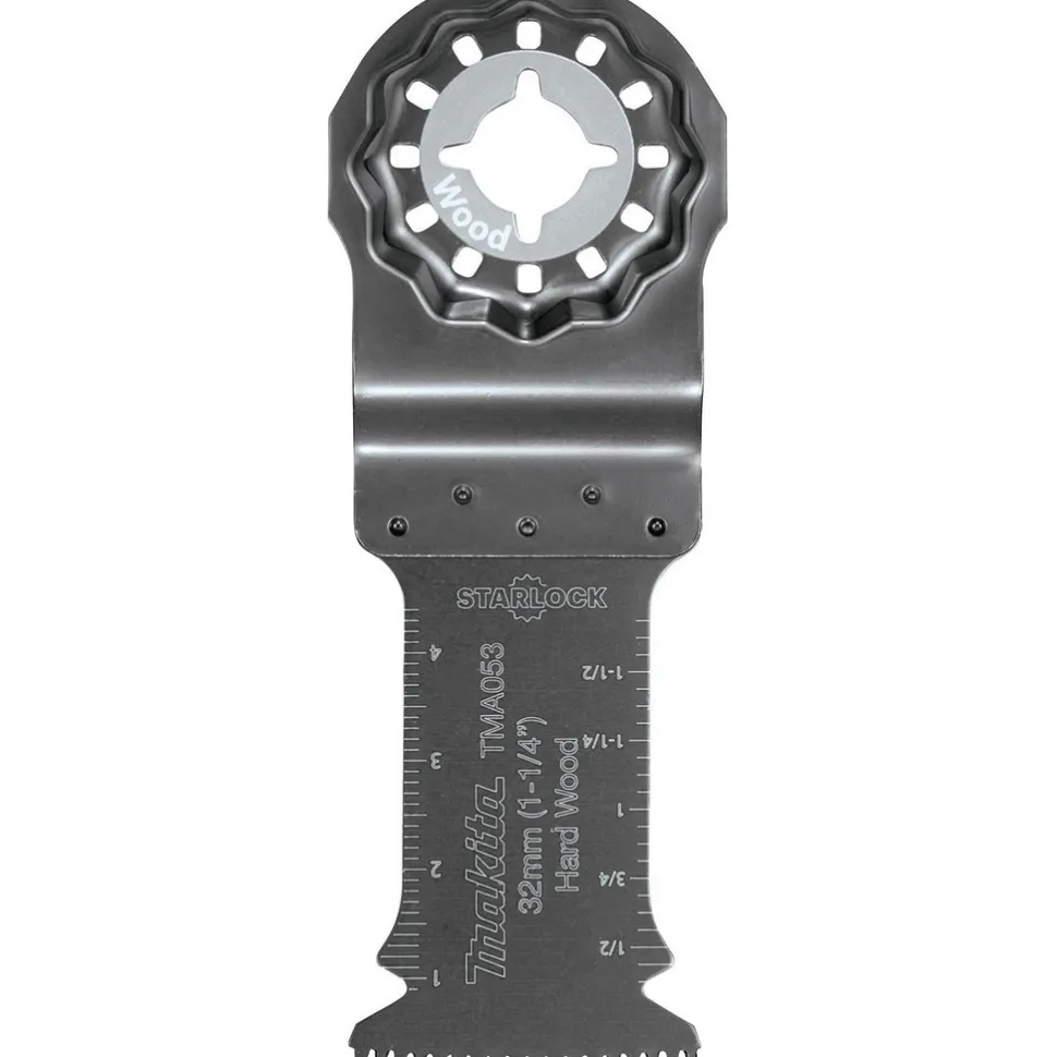 Scroll Saw Blades: For Use With: Wood, Plywood, OSB; Description: Starlock Oscillating Multi‑Tool 1‑1/4" Bi‑Metal Curved Plunge Cut Blade with Japanese Tooth Design; Color: Black; Turntable Diameter: 1