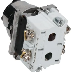 Selector Switch with Contact Blocks: 2 Positions, Maintained (MA), 0.5 Amp, Black Knob