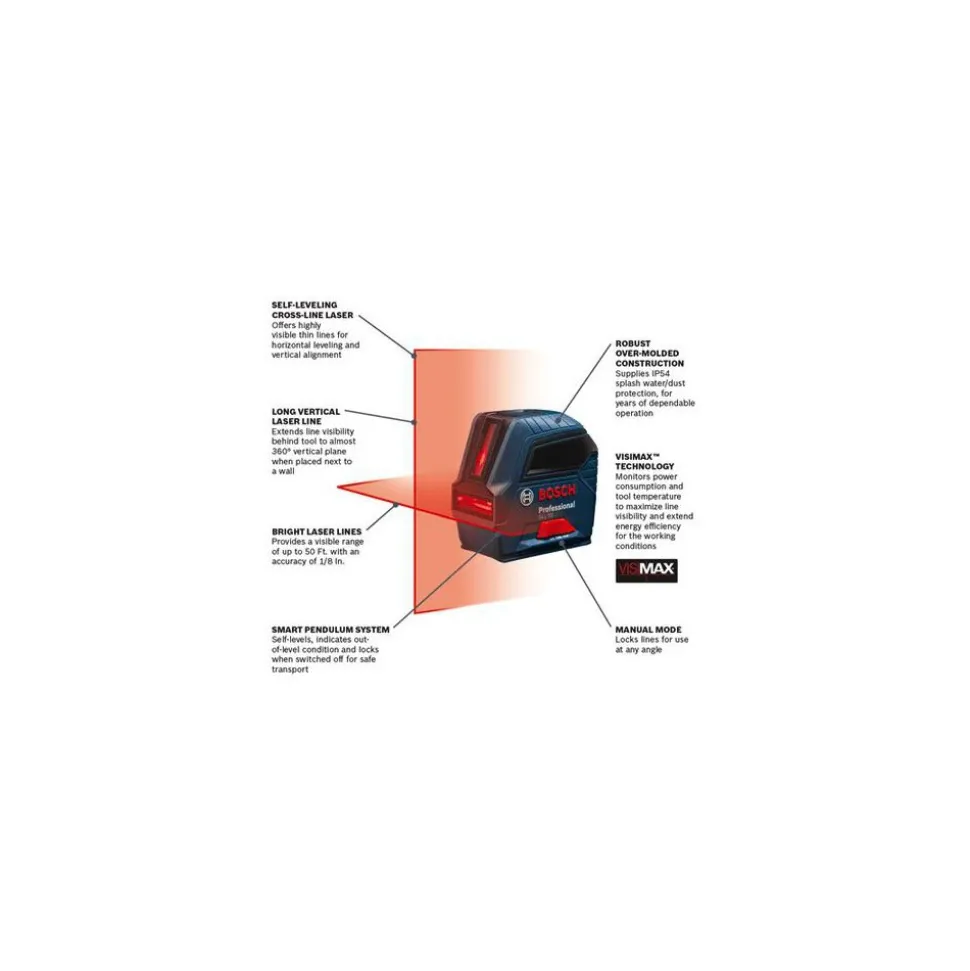 Self Leveling Cross Line Laser Level: 2 Beam