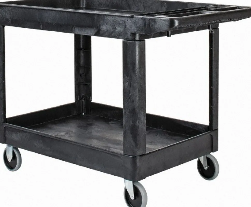 Service Utility Cart: 39" Long, 33-1/4" Wide, Plastic, 500.000 lb Capacity, Black