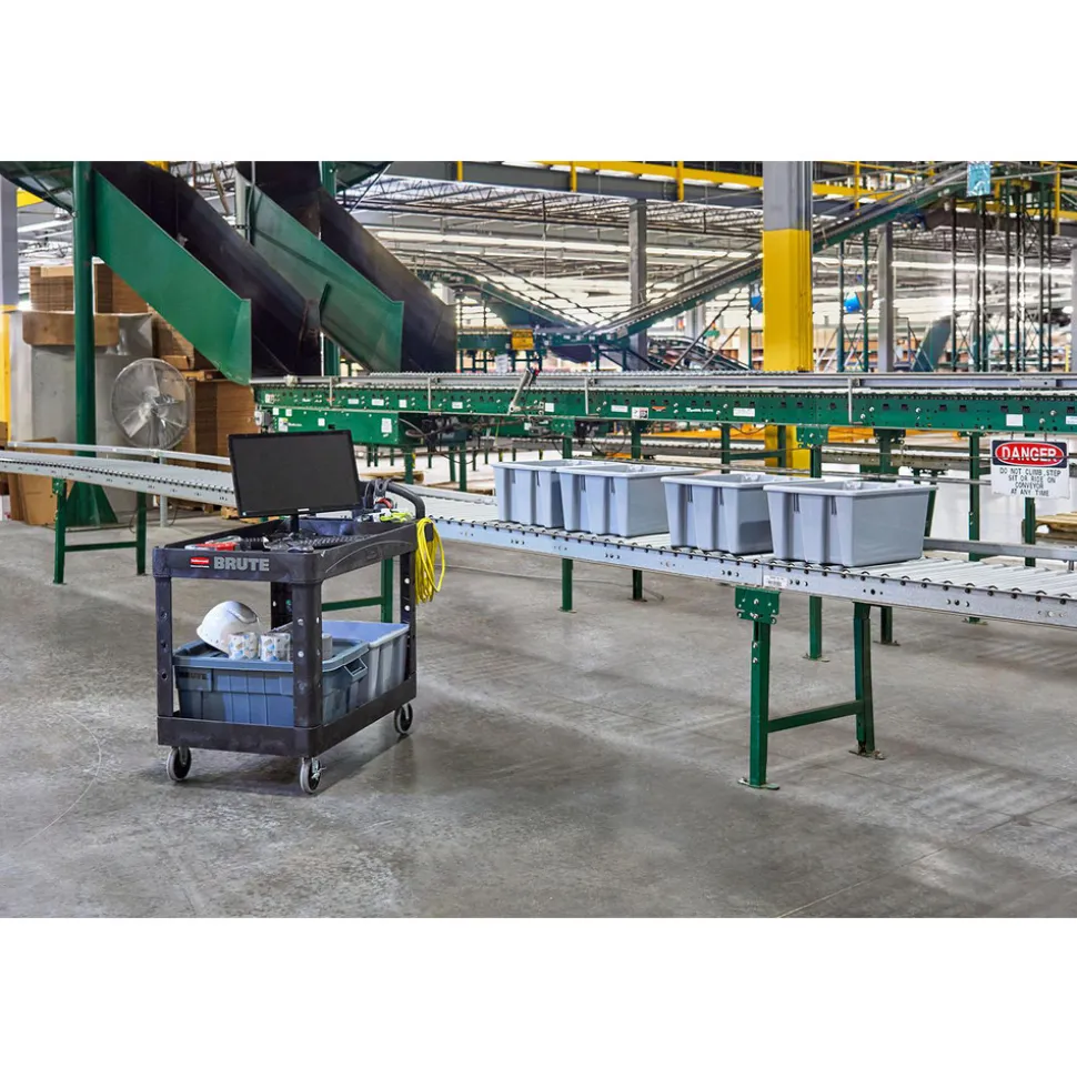 Service Utility Cart: 39" Long, 25-1/4" Wide, Resin, 500.000 lb Capacity, Black