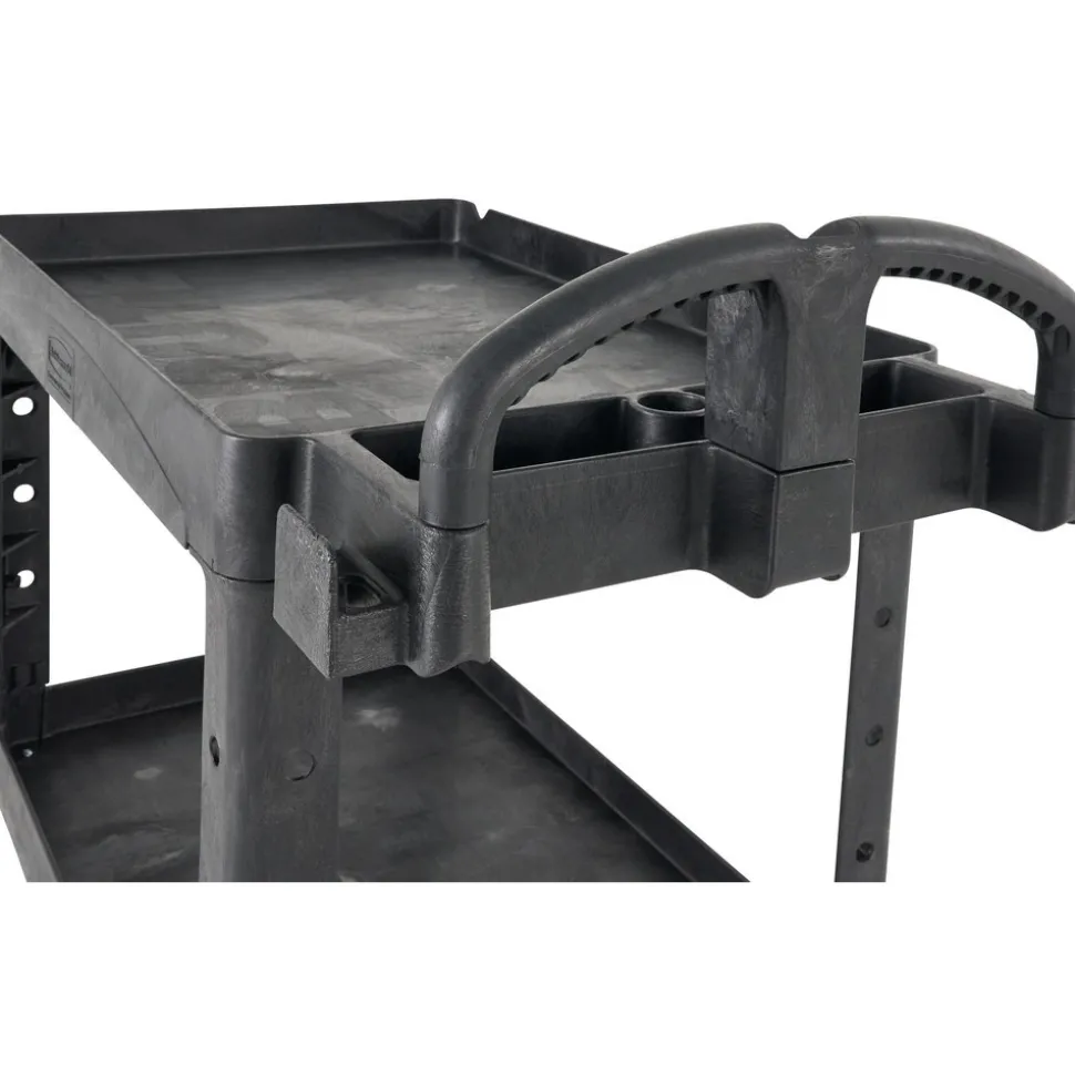 Service Utility Cart: 39" Long, 18" Wide, Resin, 500.000 lb Capacity, Black