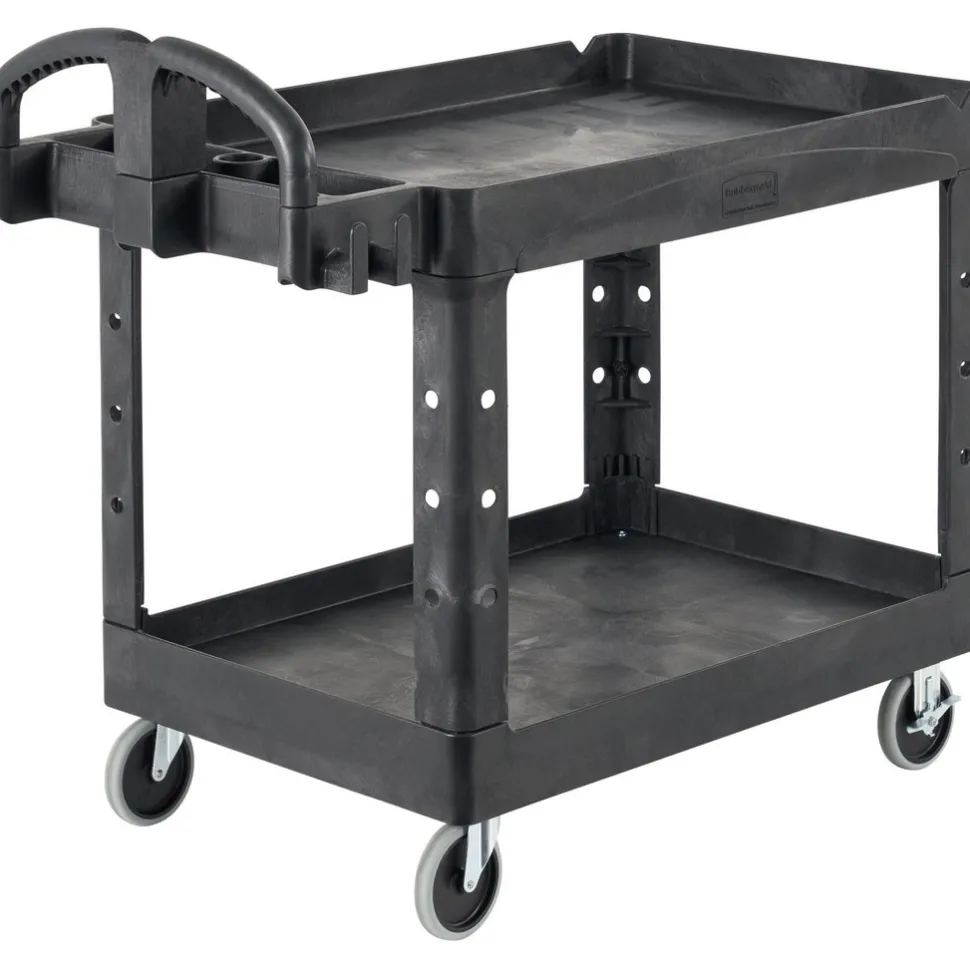 Service Utility Cart: 39" Long, 18" Wide, Resin, 500.000 lb Capacity, Black