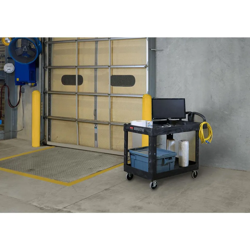 Service Utility Cart: 39" Long, 18" Wide, Resin, 500.000 lb Capacity, Black