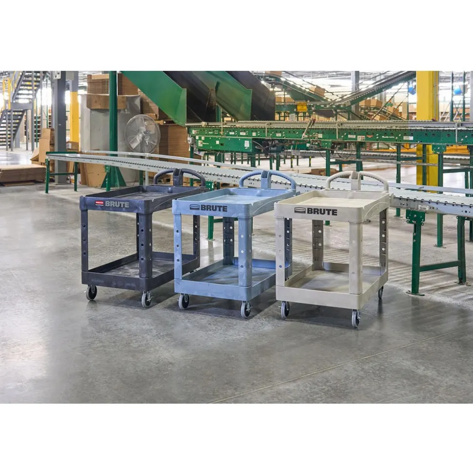 Service Utility Cart: 39" Long, 18" Wide, Resin, 500.000 lb Capacity, Black
