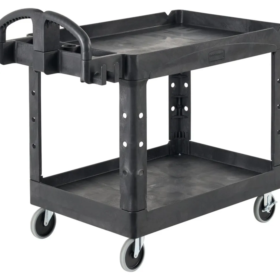 Service Utility Cart: 39" Long, 18" Wide, Resin, 500.000 lb Capacity, Black