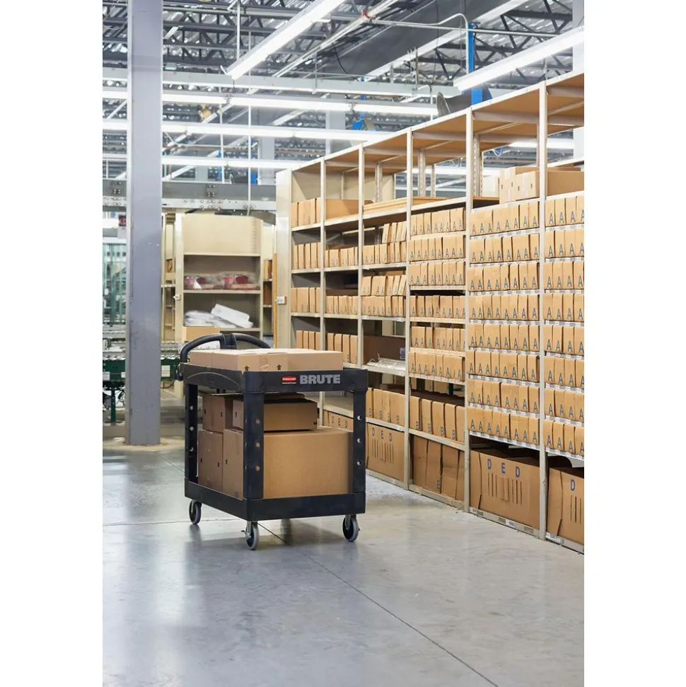 Service Utility Cart: 39" Long, 18" Wide, Resin, 500.000 lb Capacity, Black