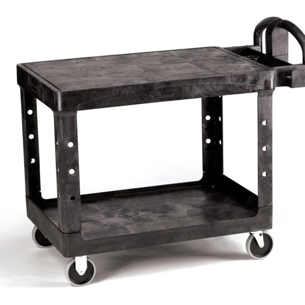 Service Utility Cart: 44" Long, 26" Wide, Plastic, 500 lb Capacity, Black
