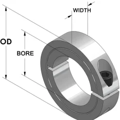 Shaft Collar: Clamp, 0.625" Bore Dia, 1-5/16" OD, Steel