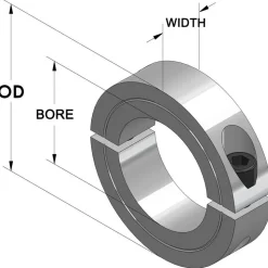 Shaft Collar: Shaft, 1.25" Bore Dia, 2-1/16" OD, Stainless Steel