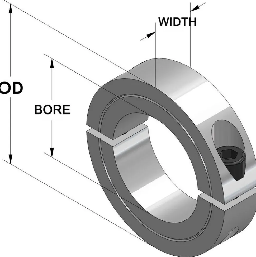 Shaft Collar: Shaft, 1.25" Bore Dia, 2-1/16" OD, Stainless Steel
