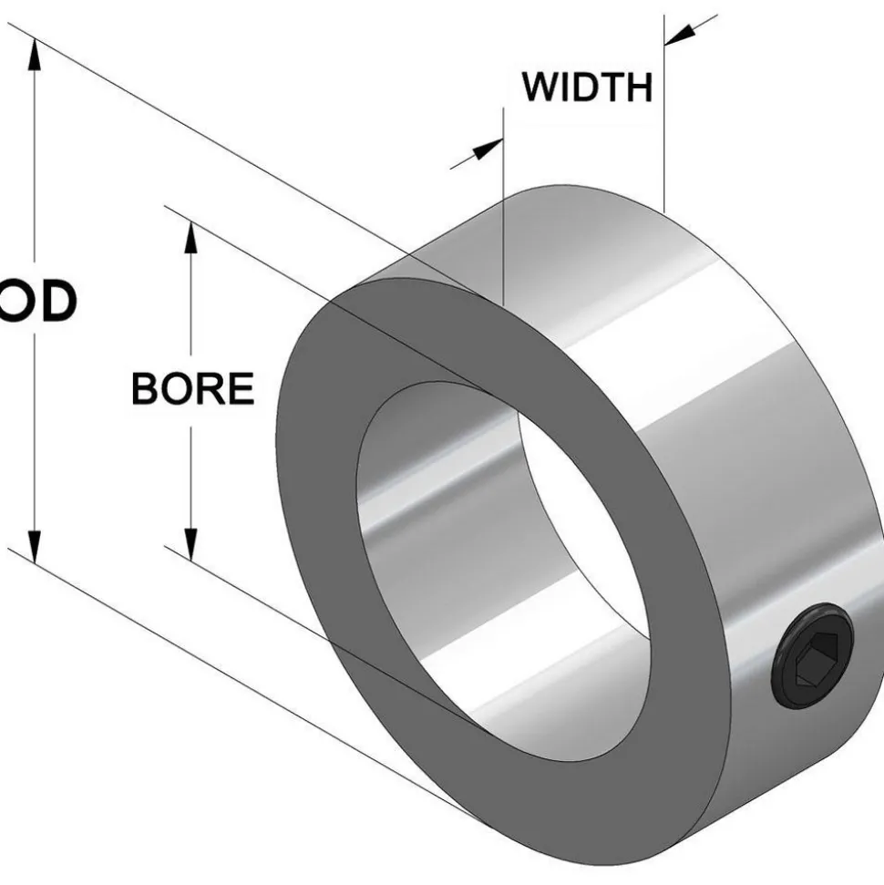 Shaft Collar: Shaft, 0.5" Bore Dia, 1" OD, Steel