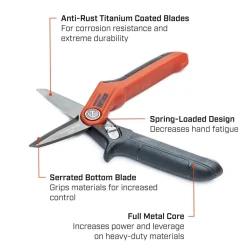 Shears: 7" OAL, 1-3/4" LOC, Stainless Steel Blades