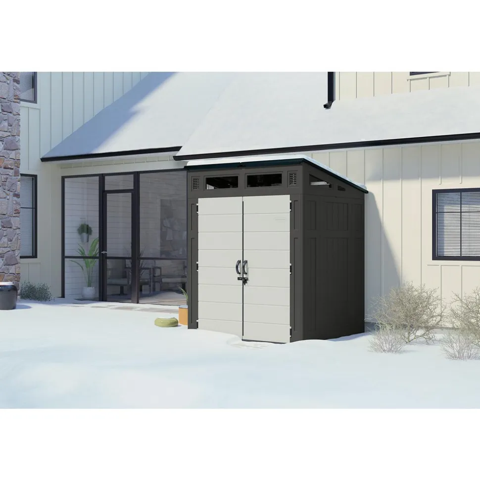 Sheds: Shed Type: Vertical Storage Shed; Overall Width: 75 in; Overall Depth: 65.25 in; Overall Height: 89.75 in