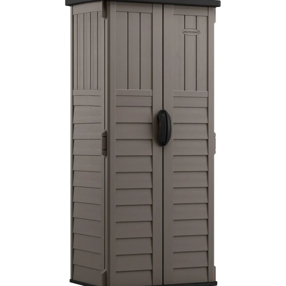 Sheds: Shed Type: Vertical Storage Shed; Overall Width: 32 in; Overall Depth: 25.5 in; Overall Height: 6 ft