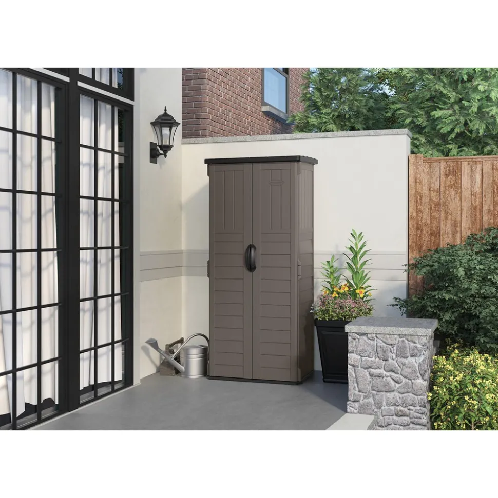 Sheds: Shed Type: Vertical Storage Shed; Overall Width: 32 in; Overall Depth: 25.5 in; Overall Height: 6 ft
