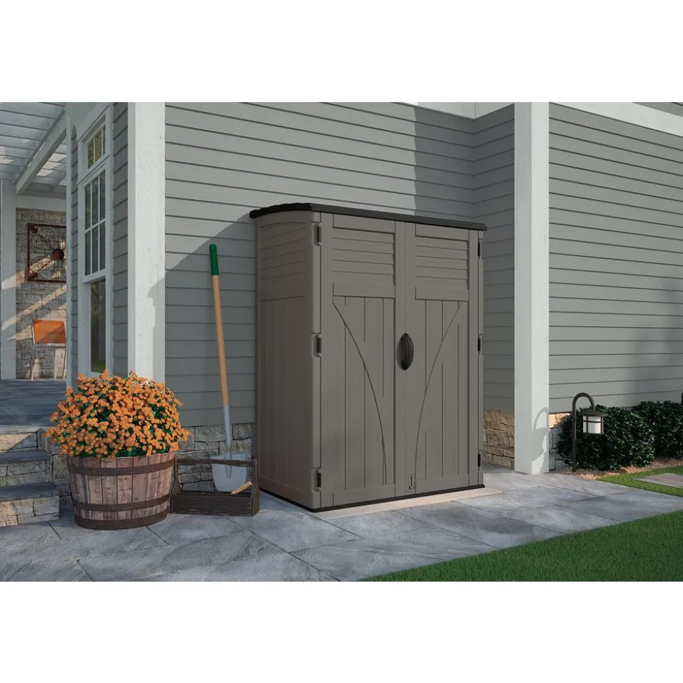 Sheds: Shed Type: Vertical Storage Shed; Overall Width: 53 in; Overall Depth: 32.5 in; Overall Height: 71.5 in