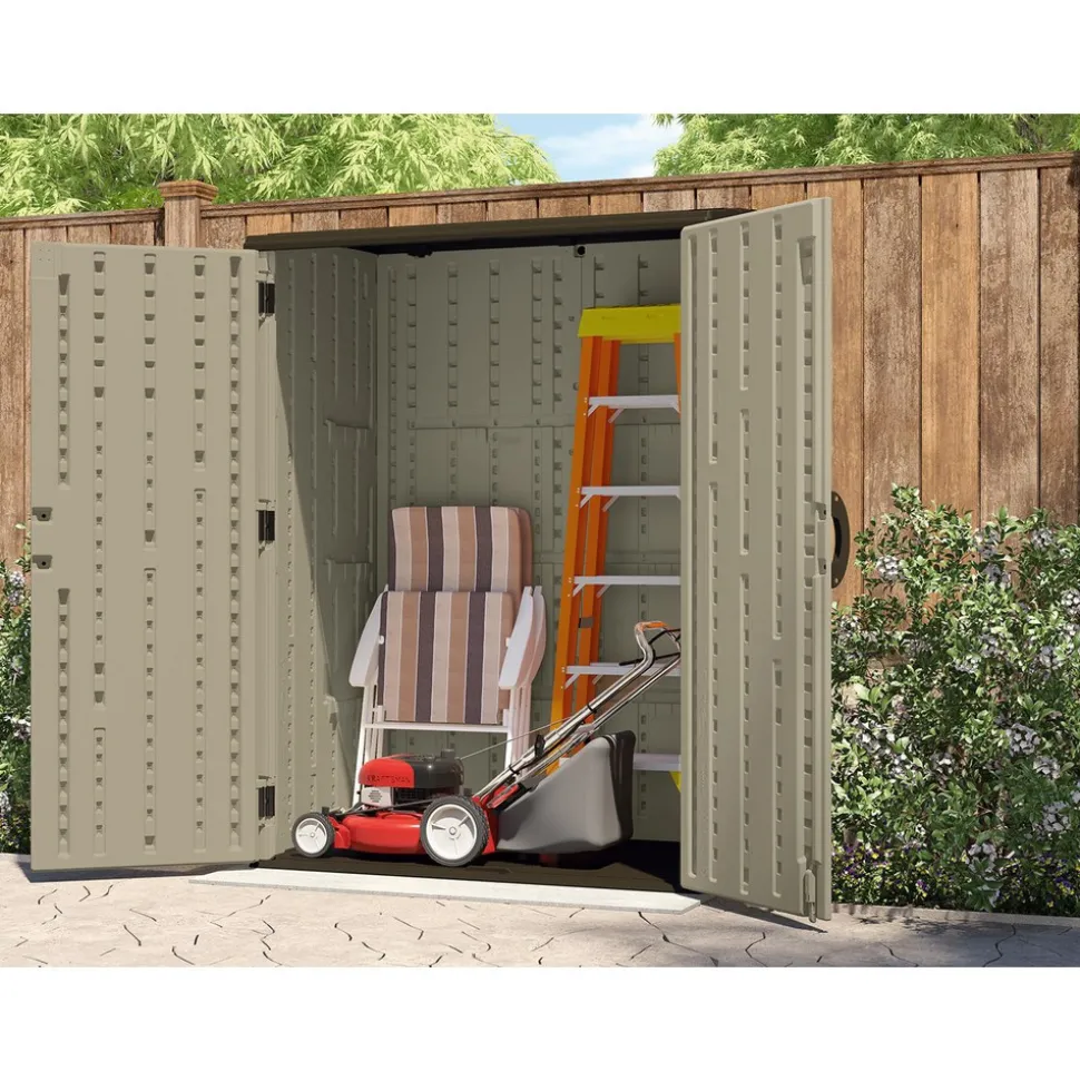 Sheds: Shed Type: Vertical Storage Shed; Overall Width: 53 in; Overall Depth: 32.5 in; Overall Height: 71.5 in