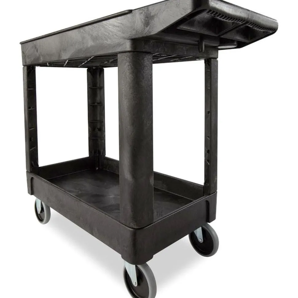 Shelf Utility Cart: 39" Long, 18" Wide, Plastic, 500.000 lb Capacity, Black