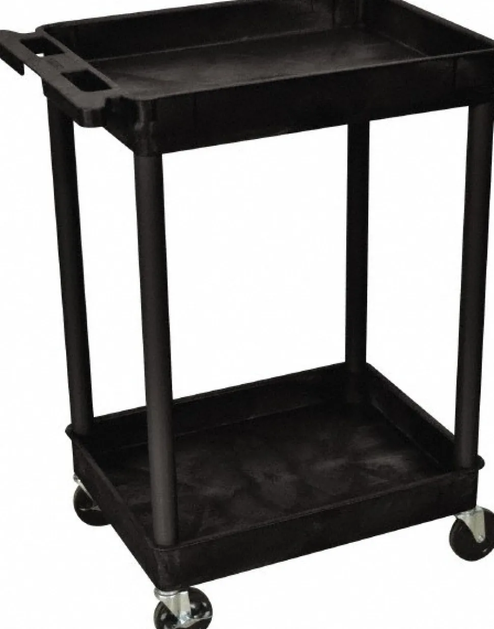 Shelf Utility Cart: 24" Long, 18" Wide, Plastic, Black