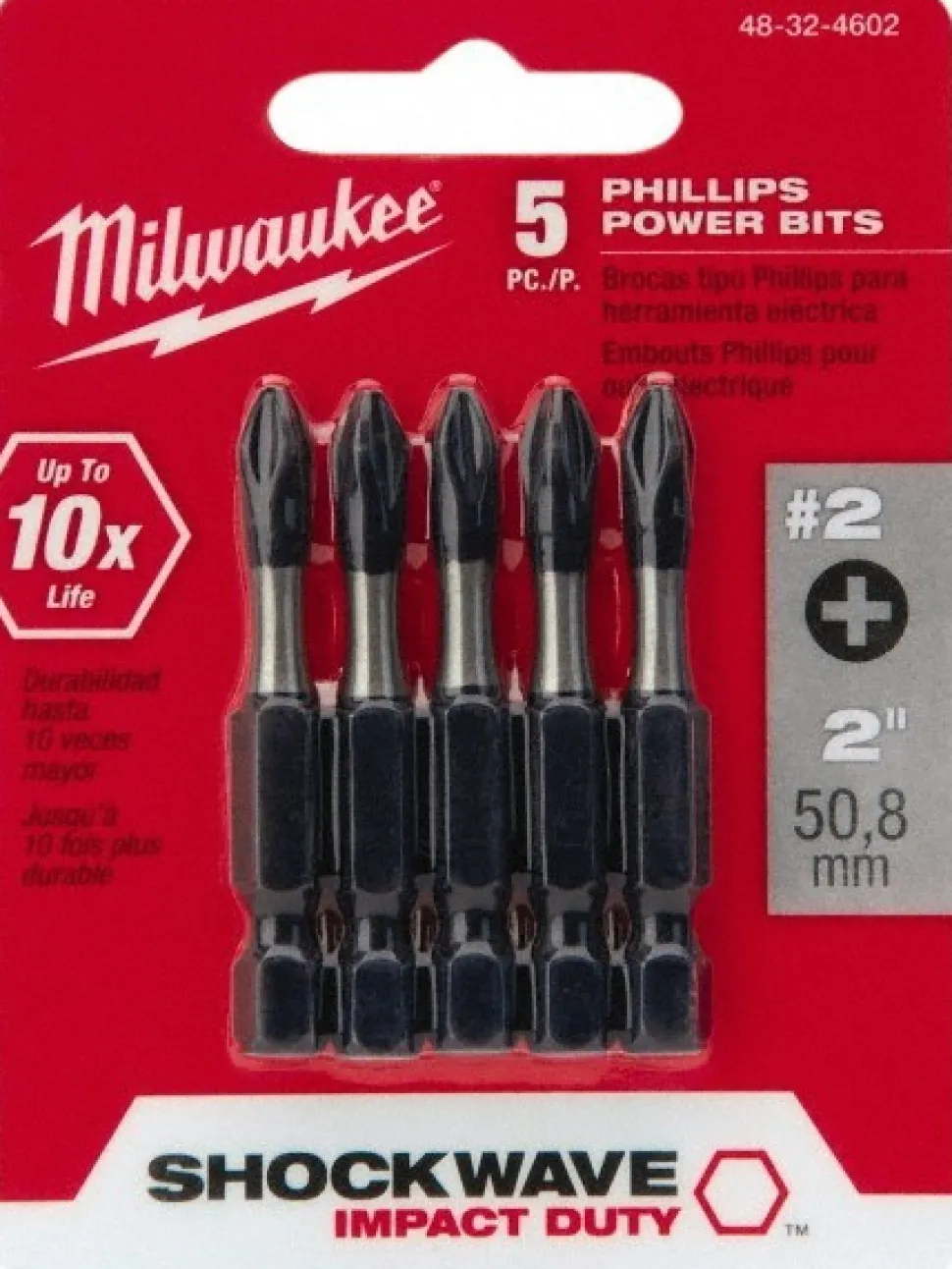 SHOCKWAVE™ Impact Duty 2" Phillips #2 Power Bit, 5-Pack