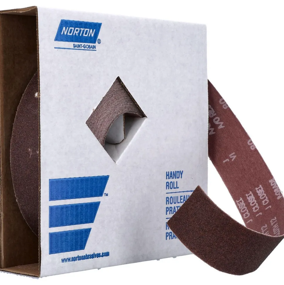 Shop Roll: 2" Wide, 50 Yd Long, 80 Grit, Aluminum Oxide
