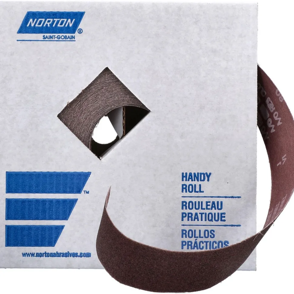 Shop Roll: 2" Wide, 50 Yd Long, 80 Grit, Aluminum Oxide