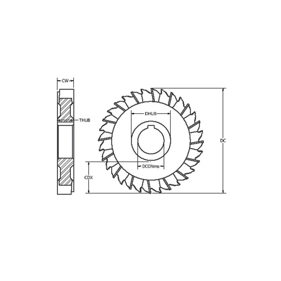 Side Chip Saw: 4" Blade Dia, 1/8" Blade Thickness, 1" Arbor Hole Dia, 32 Teeth, High Speed Steel