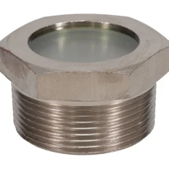1-7/16" Sight Dia, 1-1/2" Thread, 1.22" OAL, High Pressure Fused Pipe Thread, Open View Sight Glass & Flow Sight