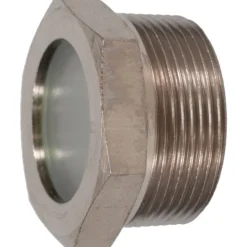 1-7/16" Sight Dia, 1-1/2" Thread, 1.22" OAL, High Pressure Fused Pipe Thread, Open View Sight Glass & Flow Sight