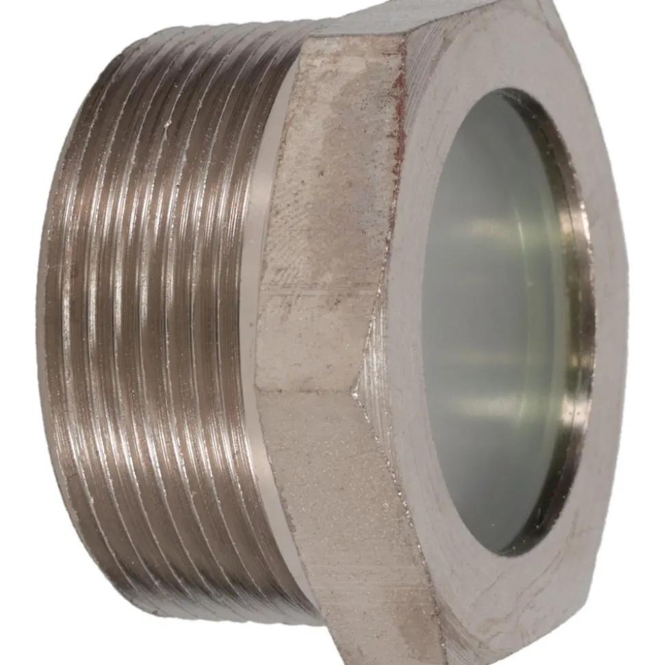 1-7/16" Sight Dia, 1-1/2" Thread, 1.22" OAL, High Pressure Fused Pipe Thread, Open View Sight Glass & Flow Sight