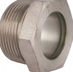 1-3/16" Sight Dia, 1-1/4" Thread, 1.22" OAL, High Pressure Fused Pipe Thread, Open View Sight Glass & Flow Sight
