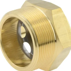 1-7/8" Sight Dia, 2" Thread, 1.69" OAL, Low Pressure Pipe Thread Lube Sight with Reflector Sight Glass & Flow Sight
