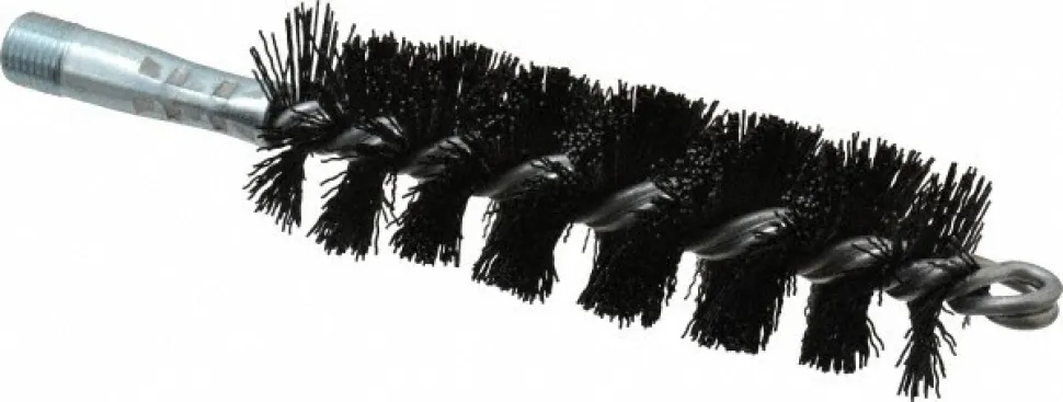 Single Stem/Spiral Tube Brush: 1-1/2" Dia, 7-1/4" OAL, Nylon Bristles