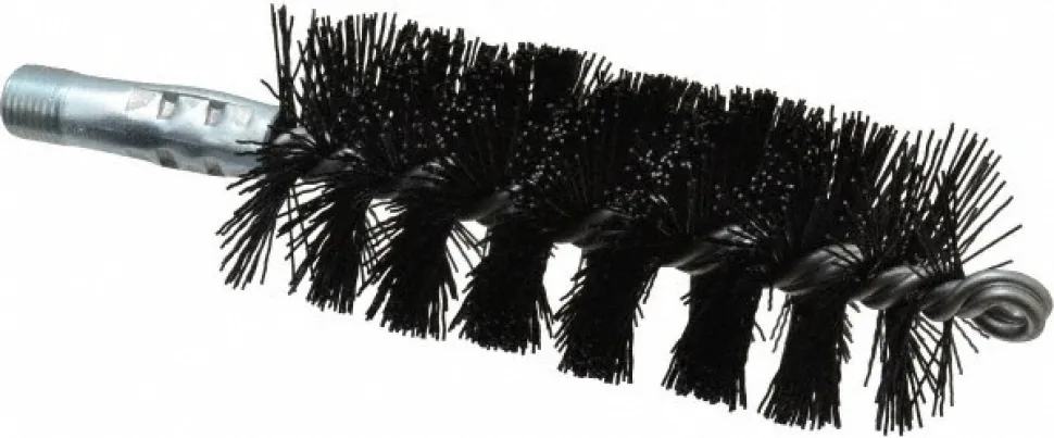Single Stem/Spiral Tube Brush: 2" Dia, 7-1/4" OAL, Nylon Bristles