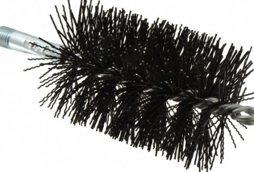 Single Stem/Spiral Tube Brush: 3" Dia, 7-1/4" OAL, Nylon Bristles