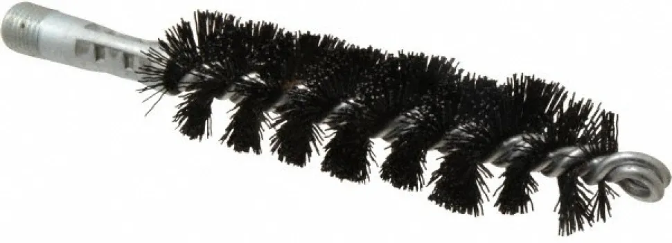 Single Stem/Spiral Tube Brush: 1-1/4" Dia, 7-1/4" OAL, Nylon Bristles