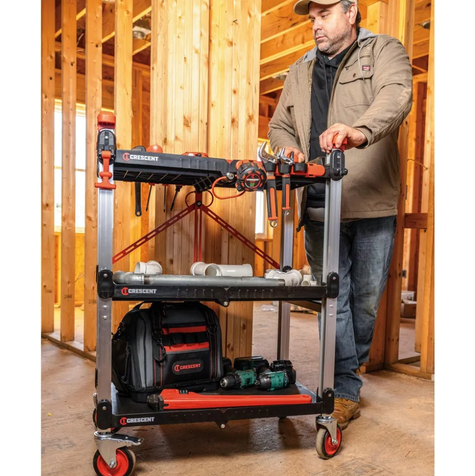 SITERUNNER 3-Shelf Folding Jobsite Cart, 20" Wide, 30-3/5" Long, 42-1/2" High