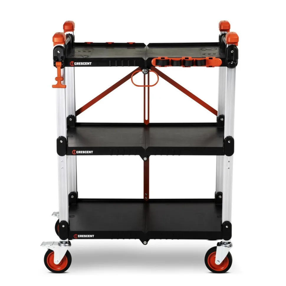 SITERUNNER 3-Shelf Folding Jobsite Cart, 20" Wide, 30-3/5" Long, 42-1/2" High