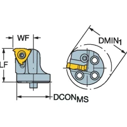 Size 40, 32mm Head Length, 27mm Ctr to Cutting Edge, Left Hand External Modular Threading Cutting Unit Head
