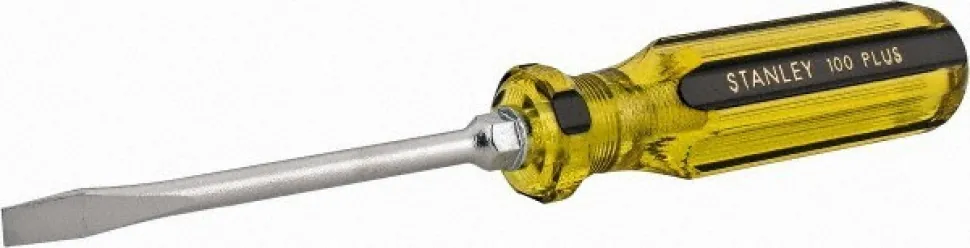 Slotted Screwdriver: 1/4" Width, 8-1/4" OAL, 4" Blade Length