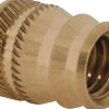 5/16-18, 0.401" Small to 0.448" Large End Hole Dia, Brass Double Vane Tapered Hole Threaded Insert