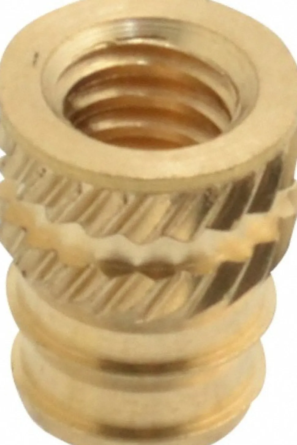 #8-32, 0.208" Small to 0.234" Large End Hole Dia, Brass Double Vane Tapered Hole Threaded Insert