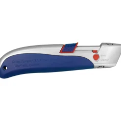 Snap-off Utility Knife: 2.44" Blade, 6.31" Handle, Auto-Retracting Blade